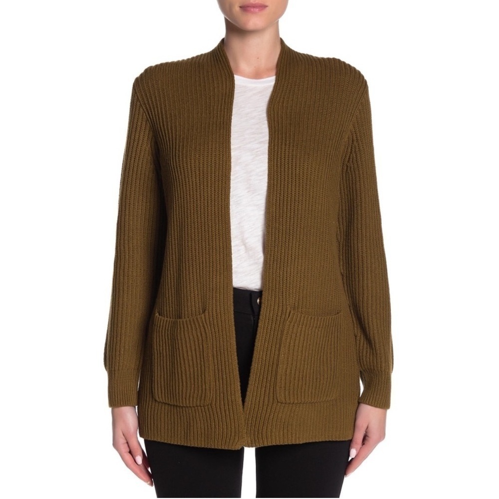 MADEWELL Nolan Ribbed Cardigan In Asparagus
